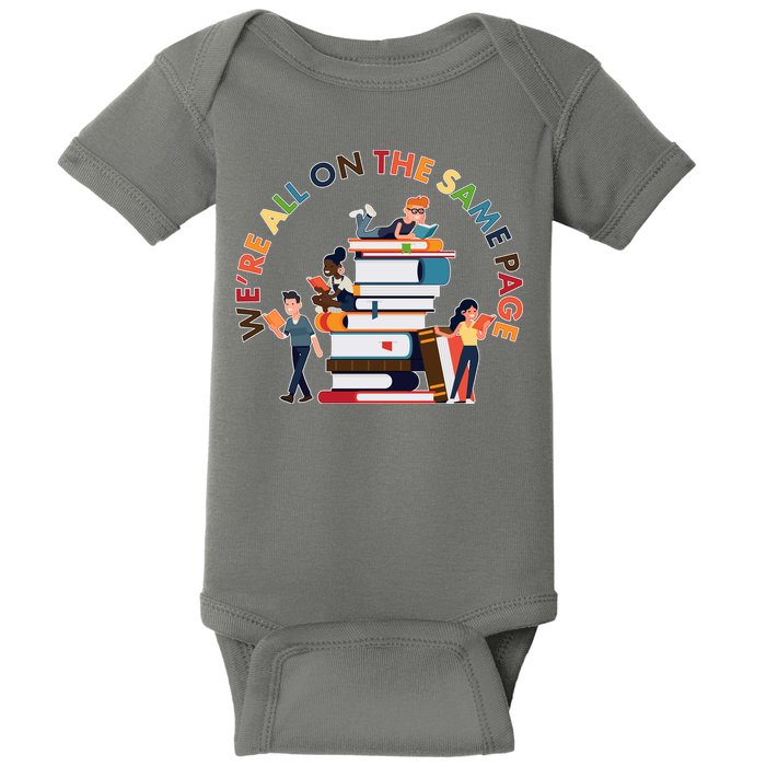 Were All One The Same Page Library Reading Fan Book Lover Baby Bodysuit