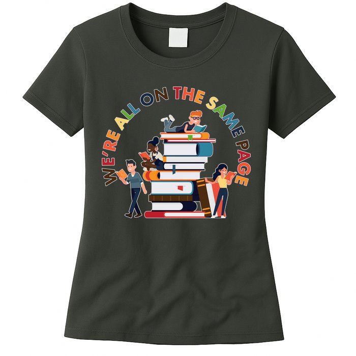 Were All One The Same Page Library Reading Fan Book Lover Womens T-Shirt