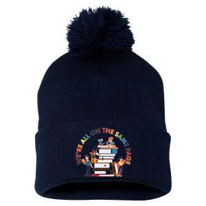 Were All One The Same Page Library Reading Fan Book Lover Pom Pom 12in Knit Beanie