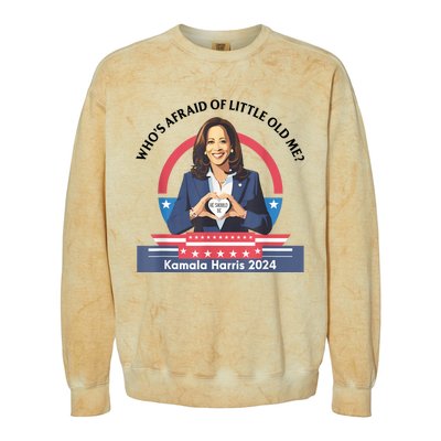 WhoS Afraid Of Little Funny Old Me Kamala Harris 2024 Colorblast Crewneck Sweatshirt