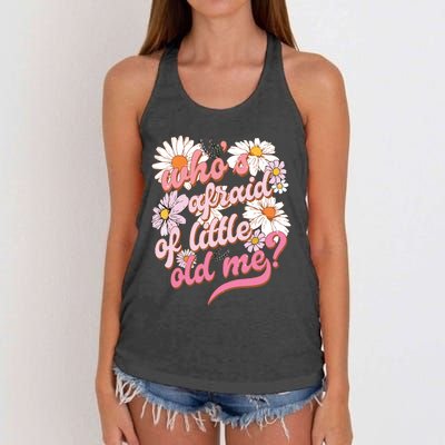 Whos Afraid Of Little Funny Old Me Women's Knotted Racerback Tank