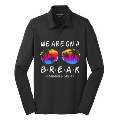 We Are On A Break Hello Summer Rainbow Sunglasses Teacher Silk Touch Performance Long Sleeve Polo