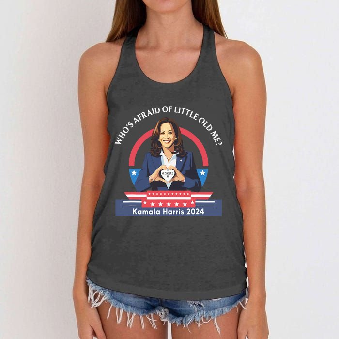 WhoS Afraid Of Little Funny Old Me Kamala Harris 2024 Women's Knotted Racerback Tank