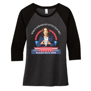 WhoS Afraid Of Little Funny Old Me Kamala Harris 2024 Women's Tri-Blend 3/4-Sleeve Raglan Shirt