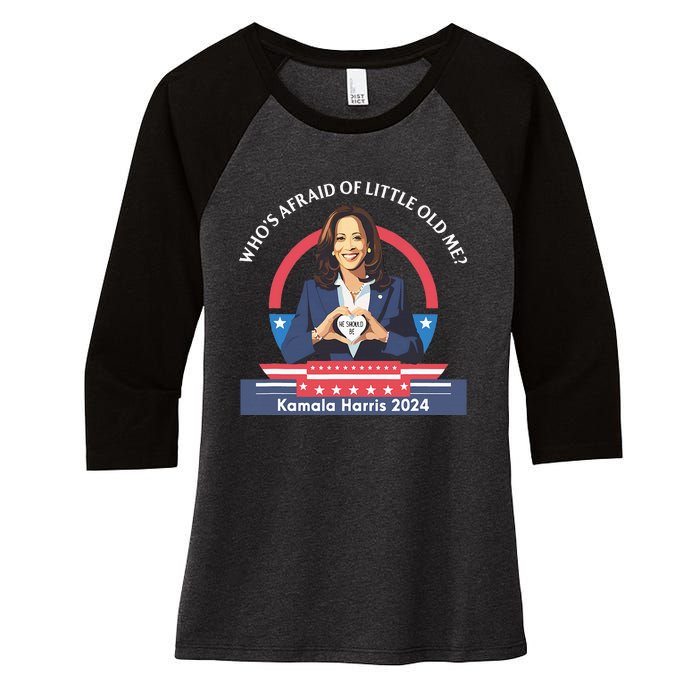 WhoS Afraid Of Little Funny Old Me Kamala Harris 2024 Women's Tri-Blend 3/4-Sleeve Raglan Shirt