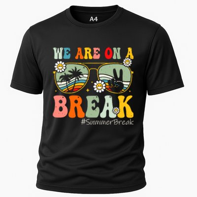 We Are On A Break Teacher Summer Break Beach Vacation Teacher Retro Cooling Performance Crew T-Shirt