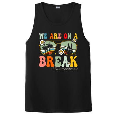 We Are On A Break Teacher Summer Break Beach Vacation Teacher Retro PosiCharge Competitor Tank