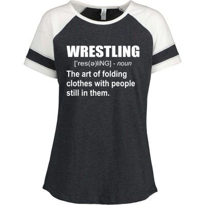 Wrestling Art Of Folding Clothes With People Still In Them Gift Enza Ladies Jersey Colorblock Tee