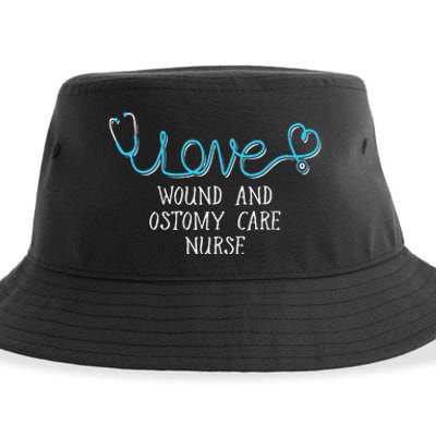 Wound And Ostomy Care Nurse Stethoscope Scripted Wit Sustainable Bucket Hat