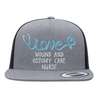 Wound And Ostomy Care Nurse Stethoscope Scripted Wit Flat Bill Trucker Hat