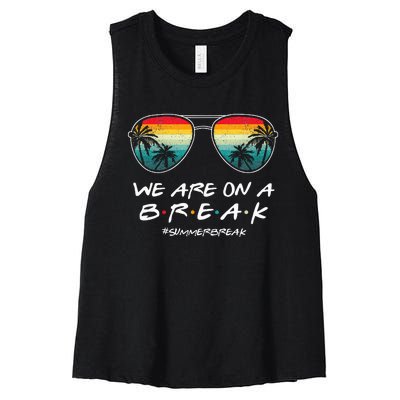 We Are On A Break Summer Break Boho Rainbow Women's Racerback Cropped Tank