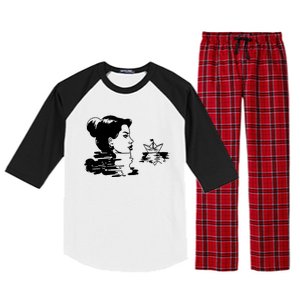 Woman And Paper Ship Raglan Sleeve Pajama Set