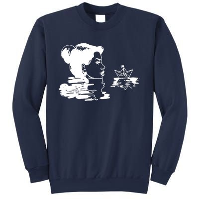 Woman And Paper Ship Sweatshirt