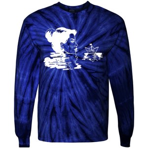 Woman And Paper Ship Tie-Dye Long Sleeve Shirt