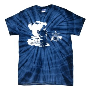 Woman And Paper Ship Tie-Dye T-Shirt