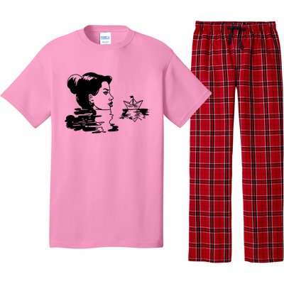 Woman And Paper Ship Pajama Set