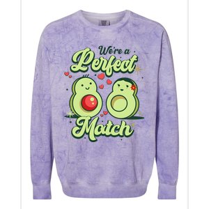 We A Perfect Match Happy Valentines Day Couples Avocado Colorblast Crewneck Sweatshirt