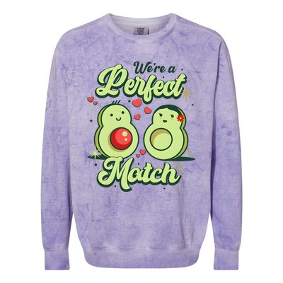 We A Perfect Match Happy Valentines Day Couples Avocado Colorblast Crewneck Sweatshirt