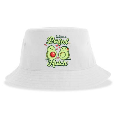 We A Perfect Match Happy Valentines Day Couples Avocado Sustainable Bucket Hat