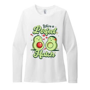 We A Perfect Match Happy Valentines Day Couples Avocado Womens CVC Long Sleeve Shirt