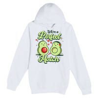 We A Perfect Match Happy Valentines Day Couples Avocado Premium Pullover Hoodie