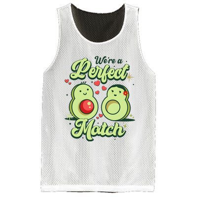 We A Perfect Match Happy Valentines Day Couples Avocado Mesh Reversible Basketball Jersey Tank