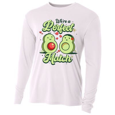 We A Perfect Match Happy Valentines Day Couples Avocado Cooling Performance Long Sleeve Crew