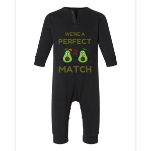 We’re A Perfect Match Avocado Funny Valentines Day Couples Infant Fleece One Piece