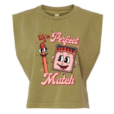 We’re A Perfect Match Retro Groovy Valentine's Day Matching Great Gift Garment-Dyed Women's Muscle Tee