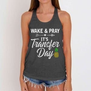 Wake And Pray Its Transfer Day Women's Knotted Racerback Tank