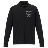 Wake And Pray Its Transfer Day Performance Long Sleeve Polo