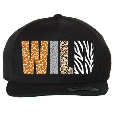 Wild Animal Pattern Giraffe Wolf Leopard Zebra Animal Print Wool Snapback Cap