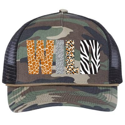 Wild Animal Pattern Giraffe Wolf Leopard Zebra Animal Print Retro Rope Trucker Hat Cap