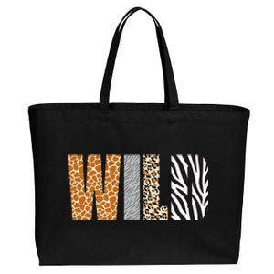 Wild Animal Pattern Giraffe Wolf Leopard Zebra Animal Print Cotton Canvas Jumbo Tote