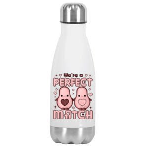 We’re A Perfect Match Avocado Funny Valentine's Day Couples Stainless Steel Insulated Water Bottle