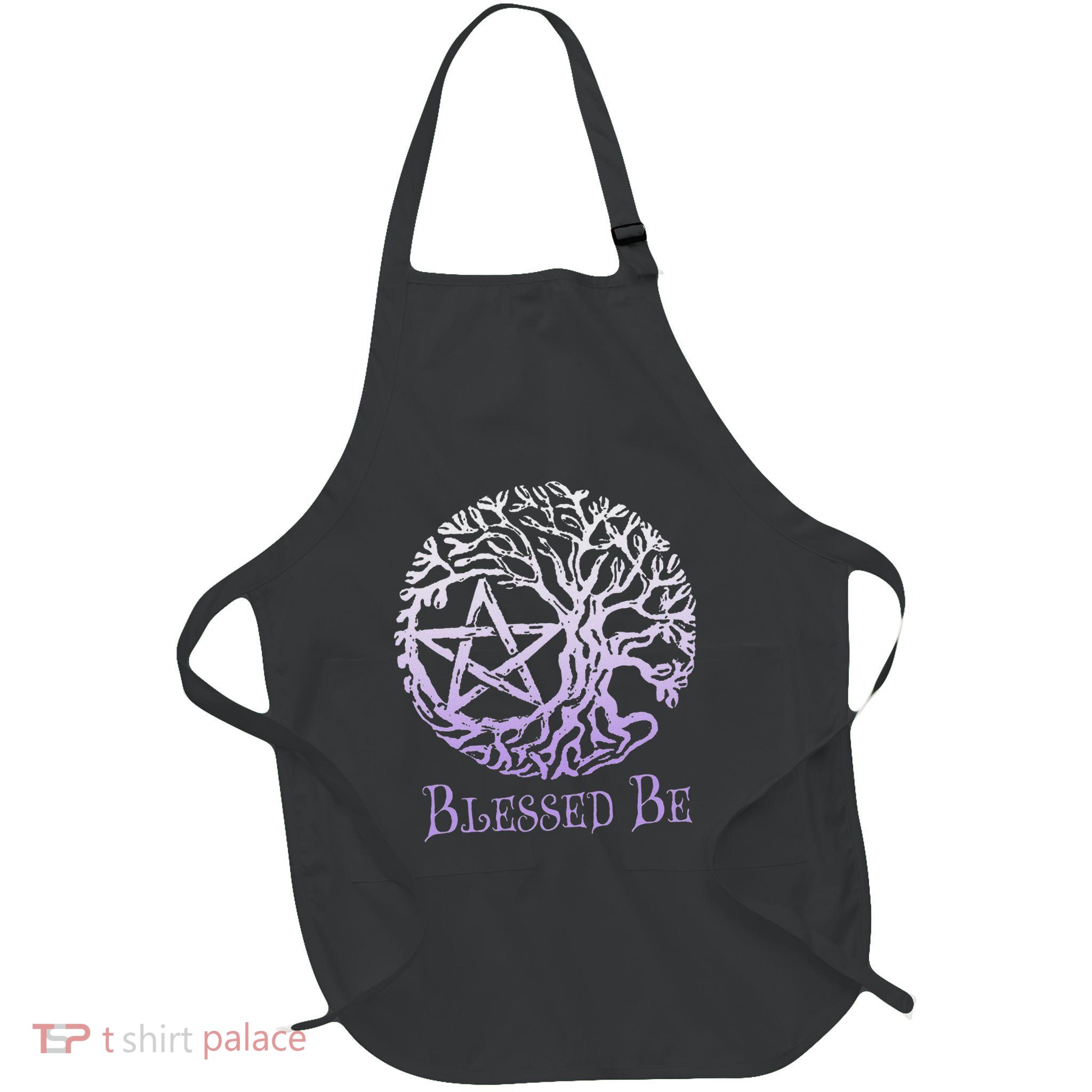 Wiccan And Pagan  Tree Of Life Pentacle Blessed Be Full-Length Apron With Pockets