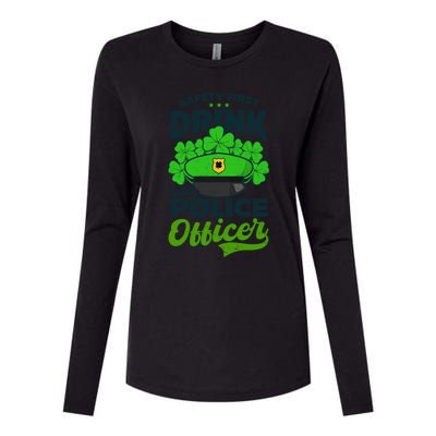 With A Police Officer Design St Patricks Police Cool Gift Womens Cotton Relaxed Long Sleeve T-Shirt