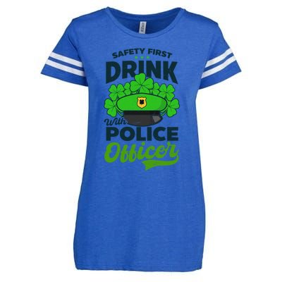 With A Police Officer Design St Patricks Police Cool Gift Enza Ladies Jersey Football T-Shirt