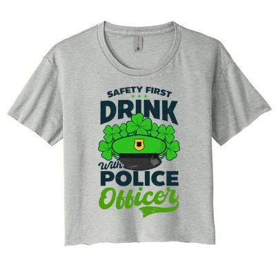 With A Police Officer Design St Patricks Police Cool Gift Women's Crop Top Tee