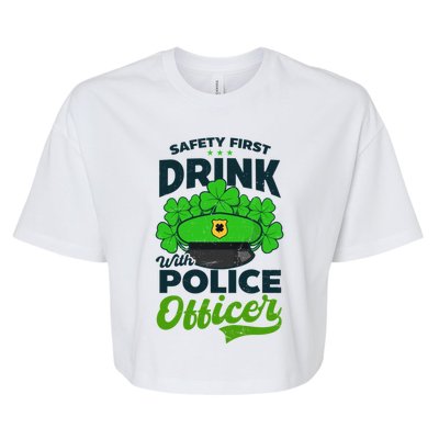 With A Police Officer Design St Patricks Police Cool Gift Bella+Canvas Jersey Crop Tee