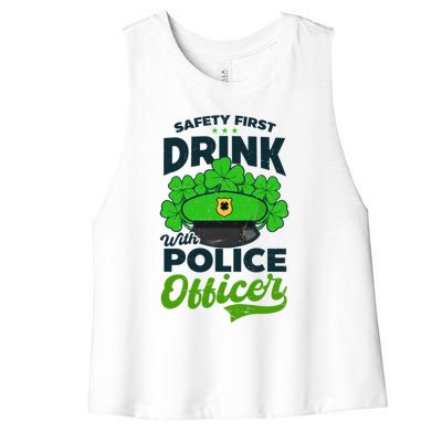 With A Police Officer Design St Patricks Police Cool Gift Women's Racerback Cropped Tank