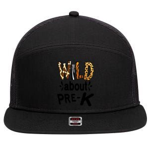 Wild About Prefunny Giftk Teacher Student First Day Of Kindergarten Gift 7 Panel Mesh Trucker Snapback Hat