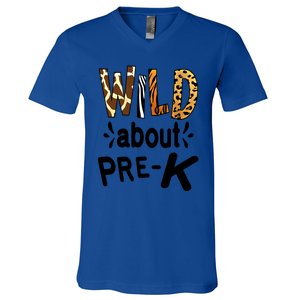 Wild About Prefunny Giftk Teacher Student First Day Of Kindergarten Gift V-Neck T-Shirt