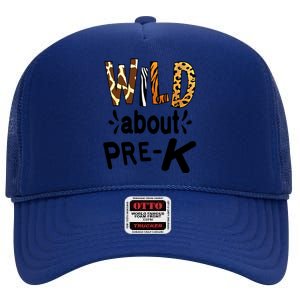 Wild About Prefunny Giftk Teacher Student First Day Of Kindergarten Gift High Crown Mesh Back Trucker Hat