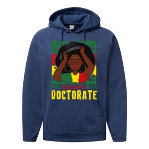 Womens Afro Proud Black Queen With PhD Graduation Doctorate Performance Fleece Hoodie