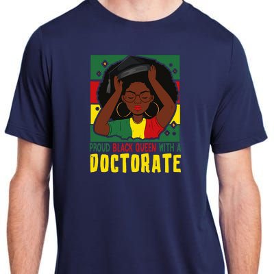 Womens Afro Proud Black Queen With PhD Graduation Doctorate Adult ChromaSoft Performance T-Shirt