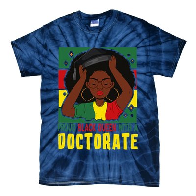 Womens Afro Proud Black Queen With PhD Graduation Doctorate Tie-Dye T-Shirt