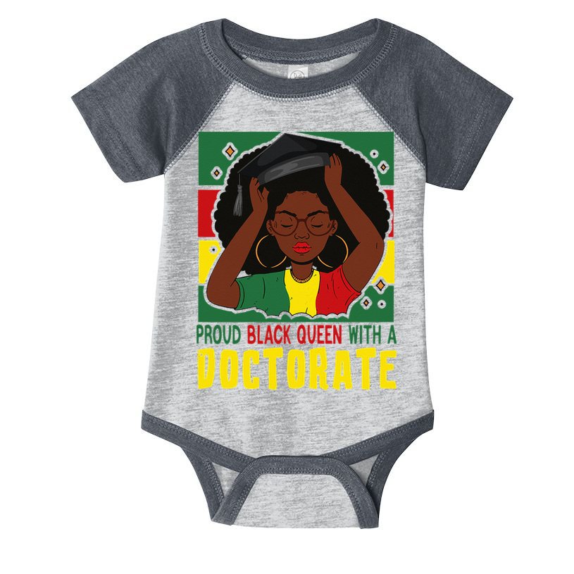 Womens Afro Proud Black Queen With PhD Graduation Doctorate Infant Baby Jersey Bodysuit
