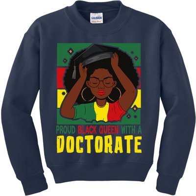 Womens Afro Proud Black Queen With PhD Graduation Doctorate Kids Sweatshirt