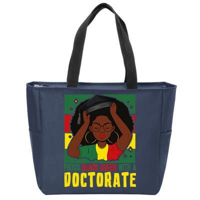 Womens Afro Proud Black Queen With PhD Graduation Doctorate Zip Tote Bag